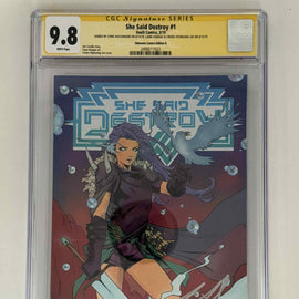 [Triple Signed by Chris Hutchinson | Liana Kangas | Creees Hyunsung Lee] She Said Destroy #1 CGC 9.8 Yellow Label Creees Exclusive Var