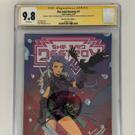 [Triple Signed by Chris Hutchinson | Liana Kangas | Creees Hyunsung Lee] She Said Destroy #1 CGC 9.8 Yellow Label Creees Exclusive Var