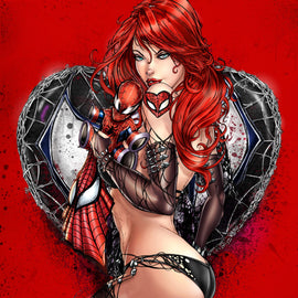 Webbed Girlfriend Standing Red Virgin Comic