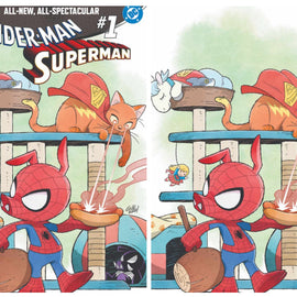 Super Man/ Spiderman #1 Alpha Exclusives art by Gurihiru set